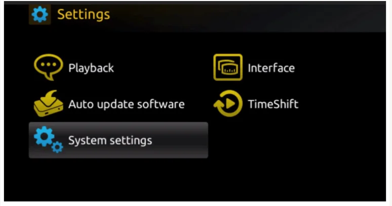 System settings on Mag Box